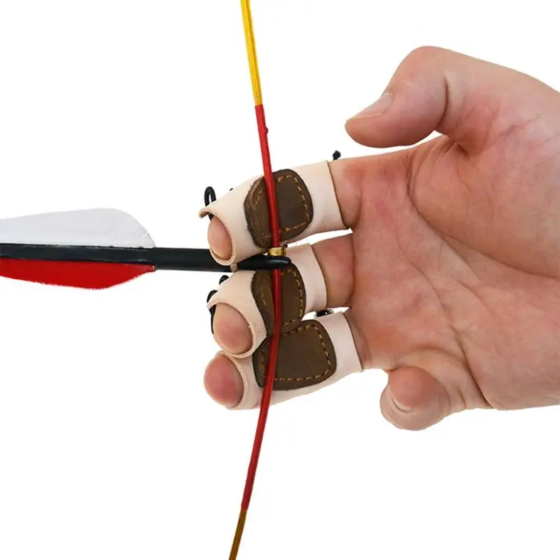 Cow Leather Archery Finger Tab Shooting Practice Finger 4