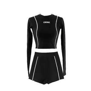 Swimsuit Black Set Baju Renang Wanita Big Size Fashion Premium Celana Lengan Swimwear Outdoor 8010