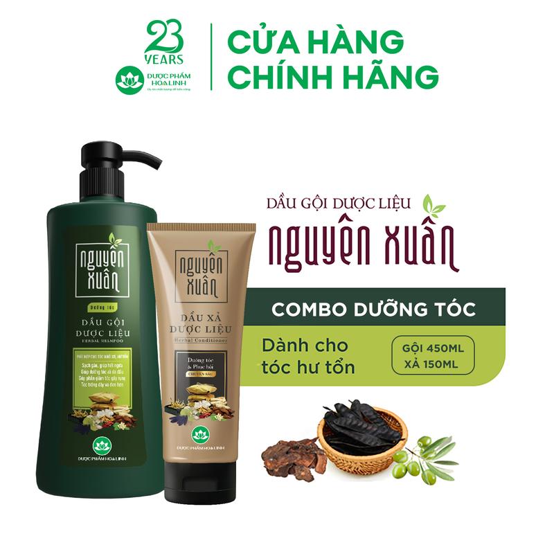 Bộ Dầu gội 450ml và Dầu xả 150ml Nguyên Xuân xanh dưỡng tóc - Dành cho tóc khô xơ, hư tổn