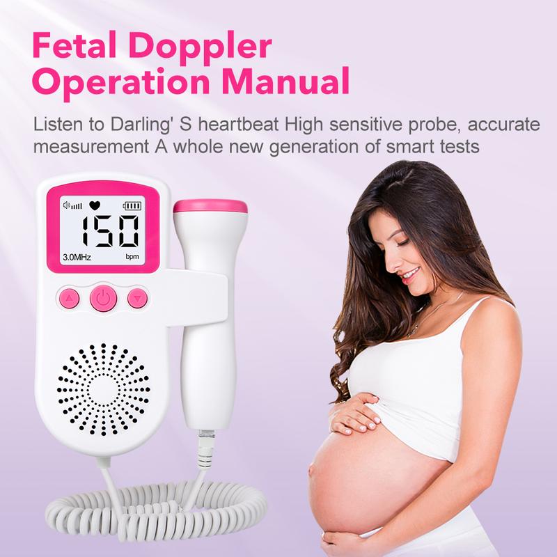 Máy theo dõi siêu âm mang thai, Sử dụng tại nhà, Máy đo nhịp tim và thai nhi Doppler, Để theo dõi nhịp tim và thai nhi của em bé, Thích hợp cho phụ nữ mang thai 3