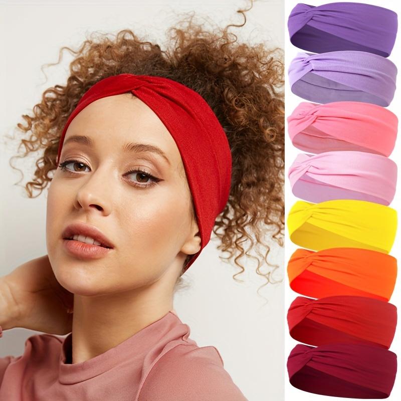 1pc Solid Color Elastic Head Band Knotted Head Wear Sweat Absorbent Hair Band For Yoga Gym Sport 0