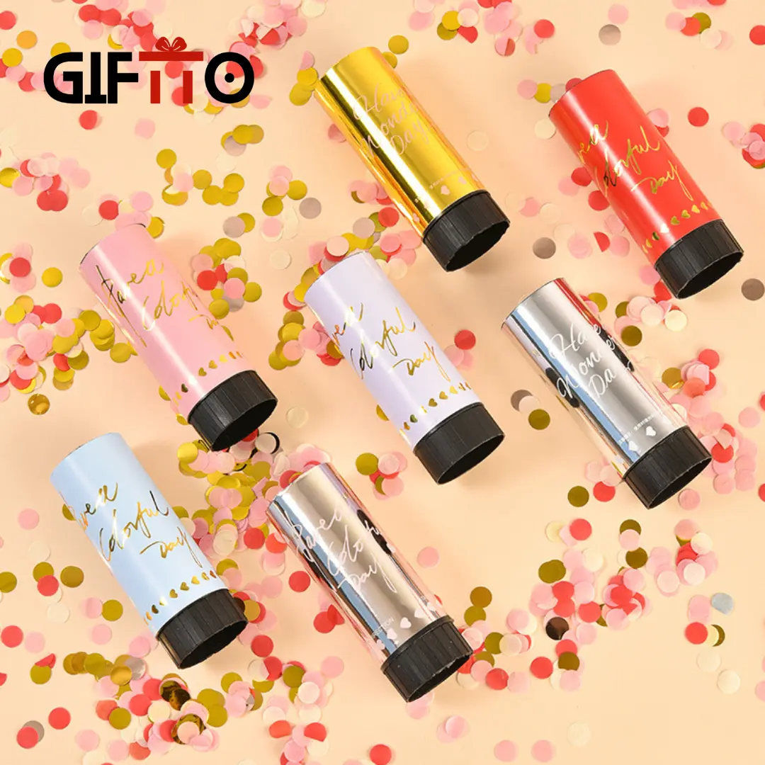 Pháo giấy kim tuyến Confetti 11cm GiftTo -  Quả chất lượng cao, Pháo tiệc cưới, kỷ niệm, sinh nhật