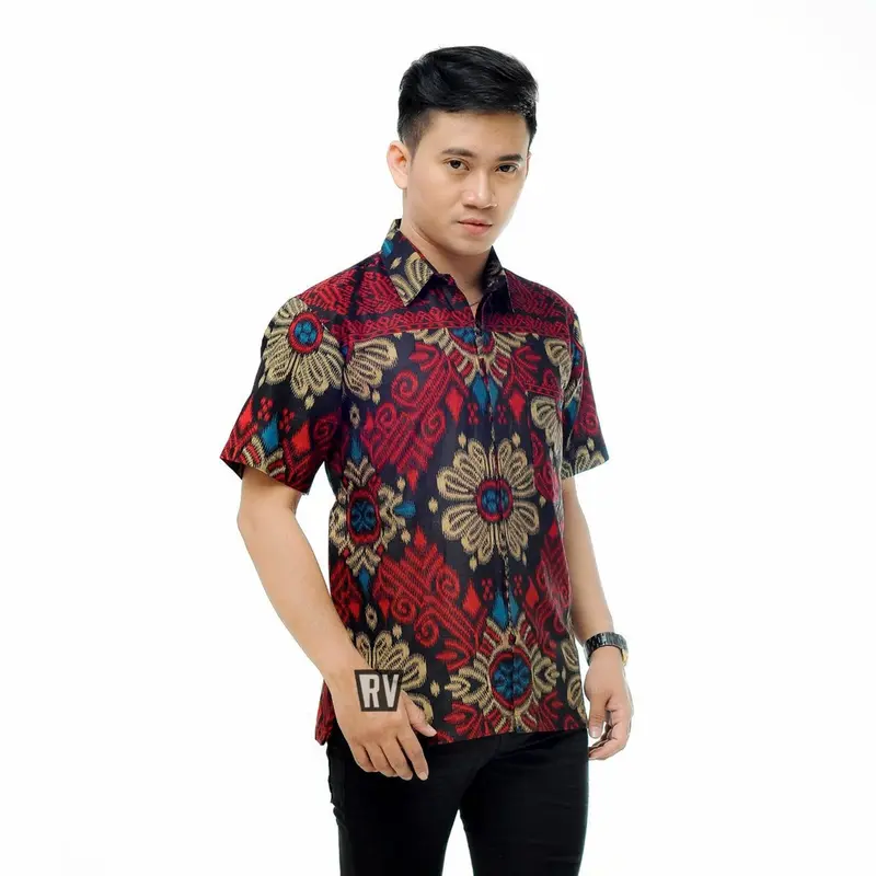 Termurah Hem batik katun nyaman pria lengan pendek - baju batik seragam kantor bahan halus murah motif mewah Pekalongan _HPE .06A 1