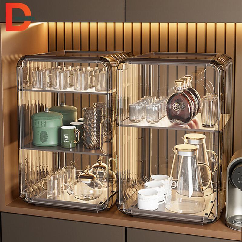 Kệ Đựng Ly Cốc, Bình Sữa, Tủ Đựng Mỹ Phẩm Để Bàn Bằng Acrylic Trong Suốt Chống Bụi,Tủ Trưng Bày Đa Năng