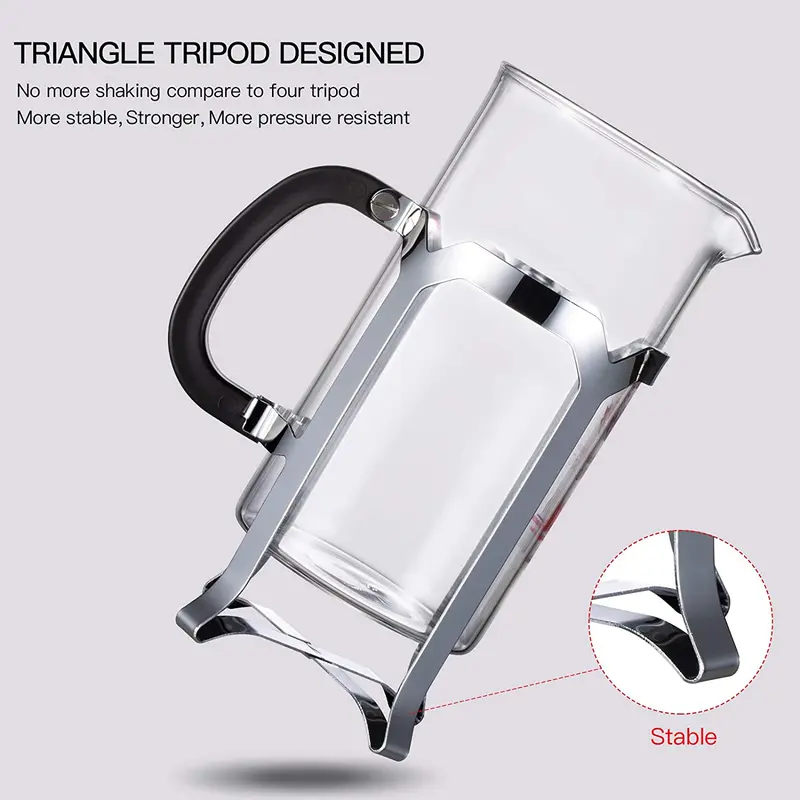 Máy Pha Cà Phê Bình Pha Cà Phê Kiểu Pháp (12 Oz), Hệ Thống Ép, Thủy Tinh Borosilicate Dày Chịu Nhiệt, Bền Dễ Làm Sạch 5