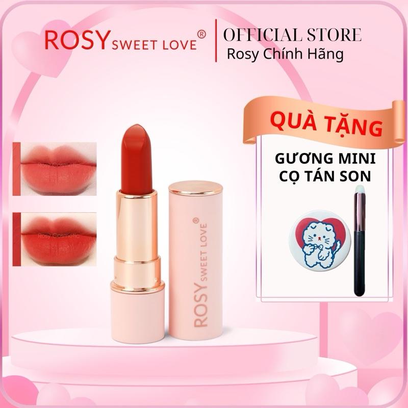 KHUNG GIỜ VÀNG TẶNG CỌ VÀ GƯƠNG Rosy Sweet Love Son Sáp Lì Không Chì Dưỡng Môi Mềm Mịn Cosmetic Mỹ Phẩm Cho Nữ