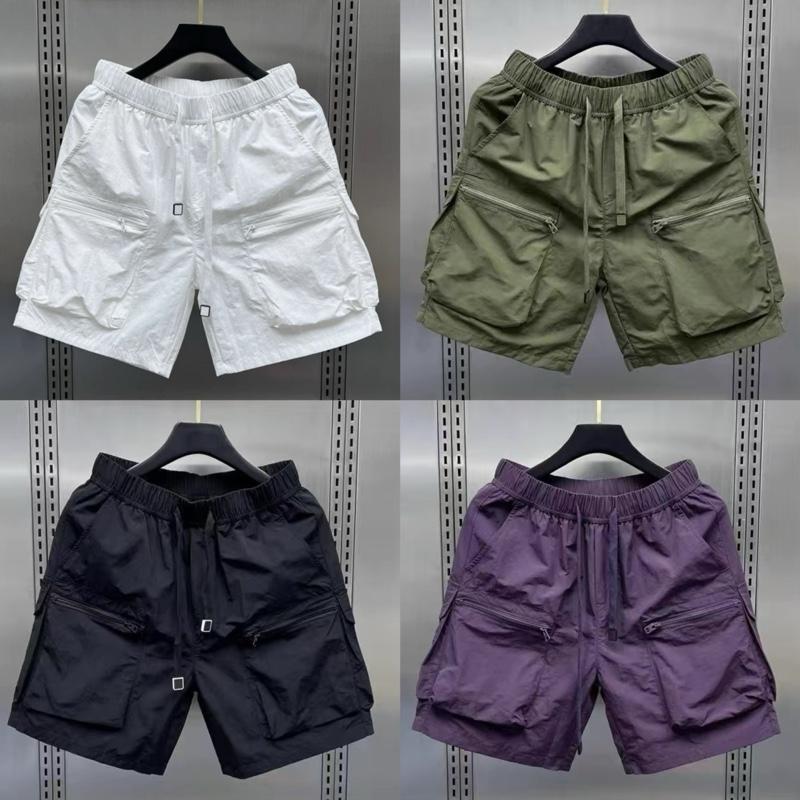 Quần short nam quần short công sở mùa hè nam mỏng rộng rãi thoáng khí phong cách Mỹ cỡ lớn quần dài vừa phải vải lụa băng năm điểm nam có nhiều túi