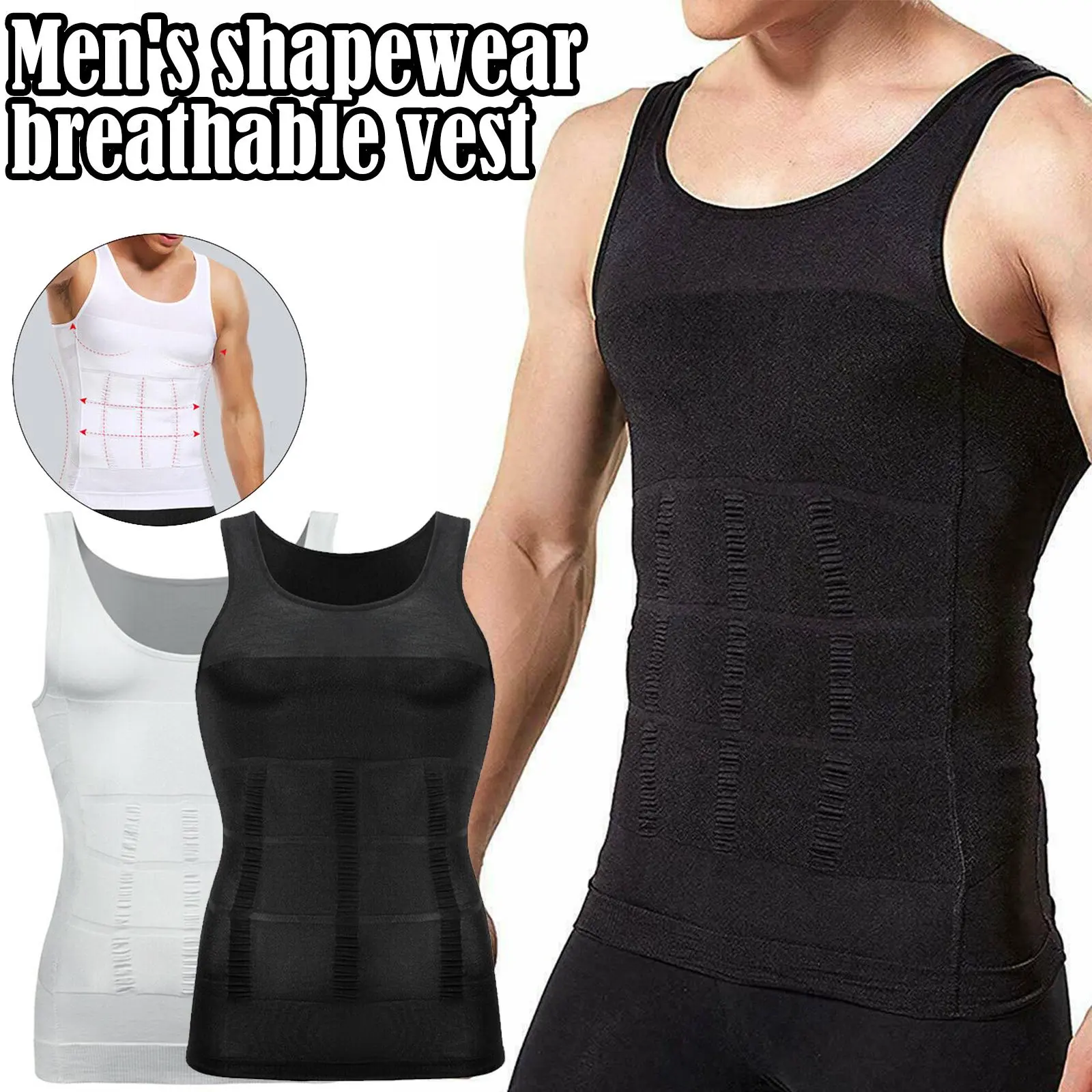 Mens Bodysuit Shaper Compression Shirts Abdomen Body Shapewear  For Man Undershirt Waist Trainer Belt Tank