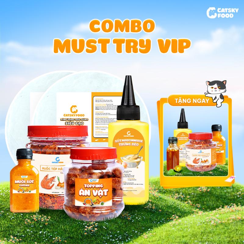 [Deal Live] Combo Mustry Vip - Catsky Food -  Tặng Combo Topping 4 Món Bơ Ruốc Tép Hành Phi Lắc Phô Mai + Đồ Ăn Vặt Snack combobanh trang bánh tráng phơi sương