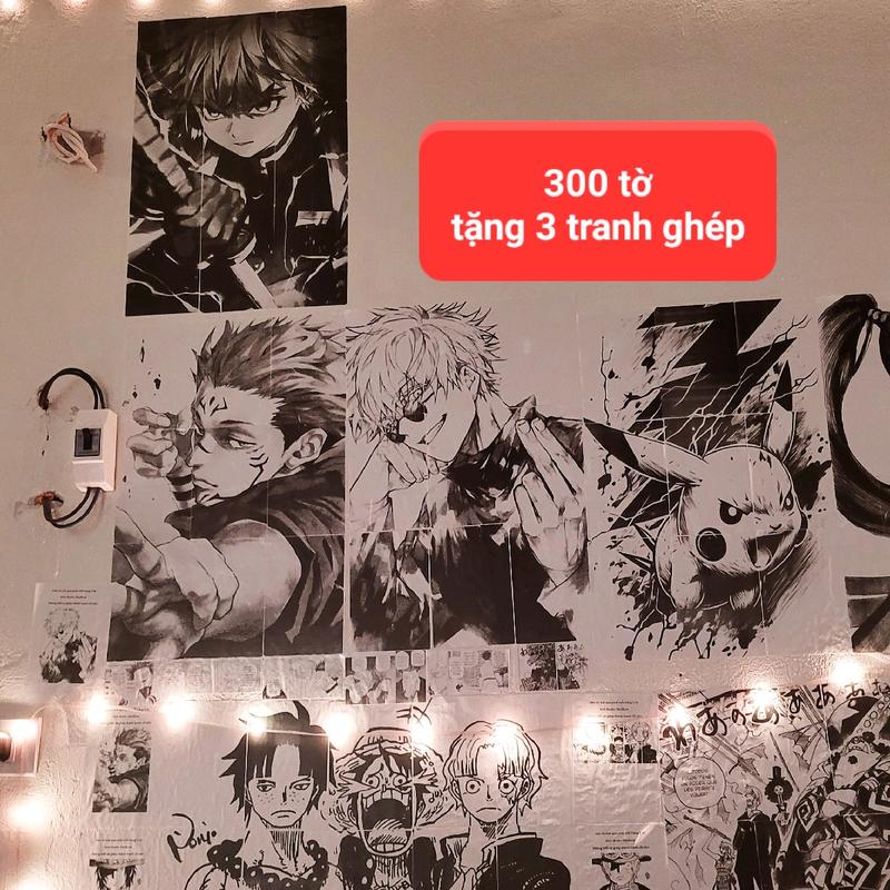 Bộ 300 tờ truyện tranh dán tường anime manga Decor Phòng Decal Hình Dán Trang Trí poster anime mangawall Phòng Khách