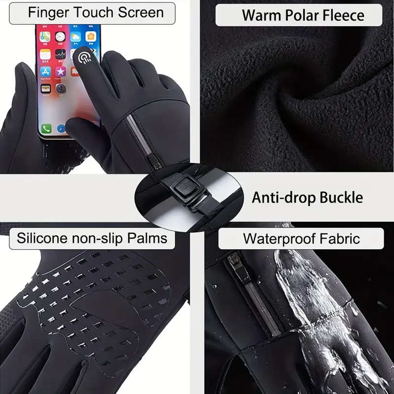 Winter Outdoor Gloves, 1 Pair Touch Screen Non-slip Waterproof Windproof Gloves for Cycling, Skiing, Hiking, Sports, Outdoor Sports Accessories, Walking Gear Walking Gear, Mountain Equipment Gloves 3