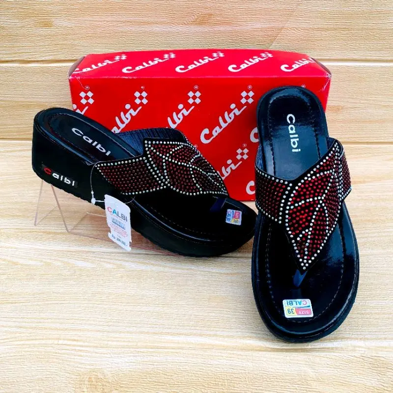 [Best seller] SANDAL WEDGES CALBI WANITA MURAH Wedge Karet Sendal Cewek 1