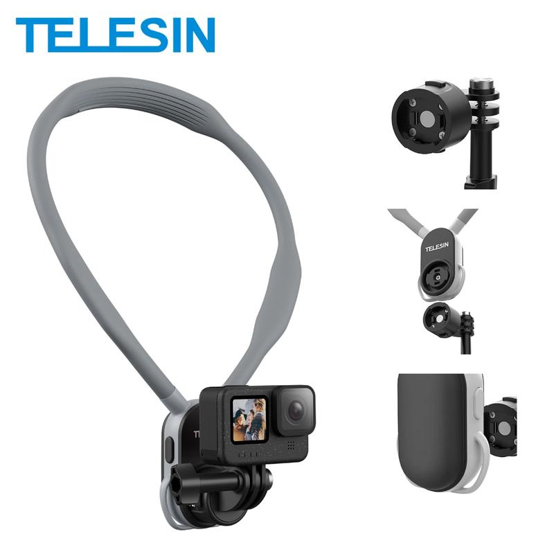 Giá Đỡ Cổ Máy Ảnh Hành Động, TELESIN, Tương Thích Với GoPro Hero 12 11 10 9 8 7 6 5, Insta360, DJI Osmo Hành Động, Chụp Quan Điểm Người Đầu Tiên, Giá Đỡ Silicon, Chống Sốc, Chống Lắc, Phụ Kiện Phát Sóng Trực Tiếp