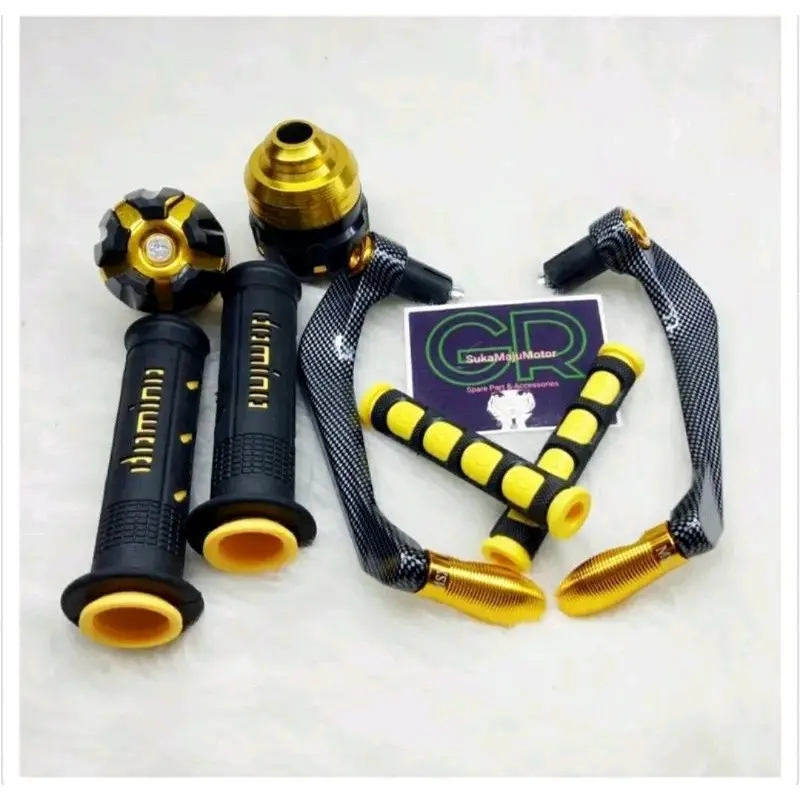 Paket 4 in1 Variasi Proguard Carbon Sabit + Grip Domino sisik + Jalu As Roda +  Karet Handle Rem Universal megapro,beat,ninja,satgria,fu,soul,spacy,klx,rxking,fino,karbu,tiger,vixion,genio,scoopy,mio,vario,nmax,aerox,tiger,pcx,vario,jupiter,cbr Motor 2
