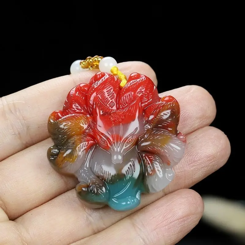 Mặt Dây Chuyền Hình Cáo, Đá Tự Nhiên, Bảy Màu Và Chín Đuôi, Thời Trang Cá Tính, Dễ Phối Đồ mặt  dây