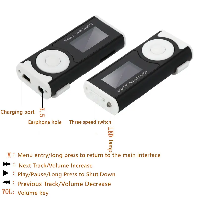 Máy Nghe Nhạc MP3 Cầm Tay Hàng Mới Về, Màn Hình LCD, Đầu Vào USB, Kiểu Kẹp Mini Mỏng, Hỗ Trợ Thẻ Micro SD TF, Máy Nghe Nhạc Thể Thao Điện Tử Kem 1