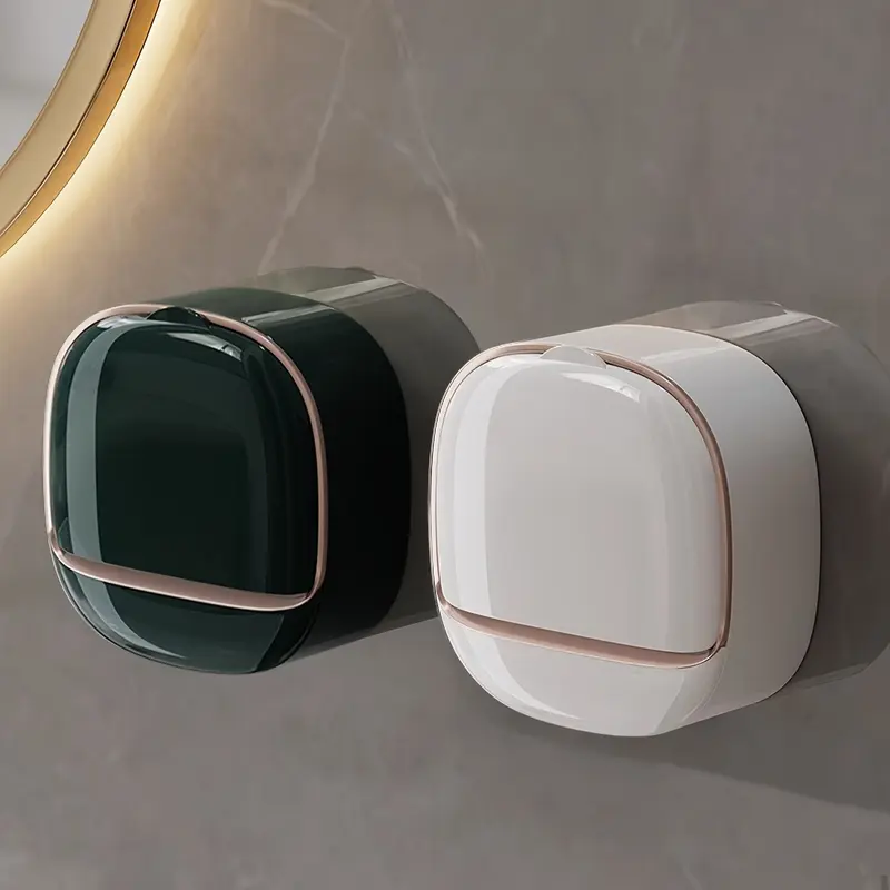 Đĩa Đựng Xà Phòng Đa Chức Năng, Thiết Kế Sang Trọng, Có Rãnh Thoát Nước, Treo Tường, Nắp Lật Không Khoan, Giá Đỡ Xà Phòng Phòng Tắm, Làm Bằng Nhựa, Hình Chữ Nhật, Hộp Tiết Kiệm Xà Phòng Thác Nước, Thích Hợp Để Trang Trí Giáng Sinh 0