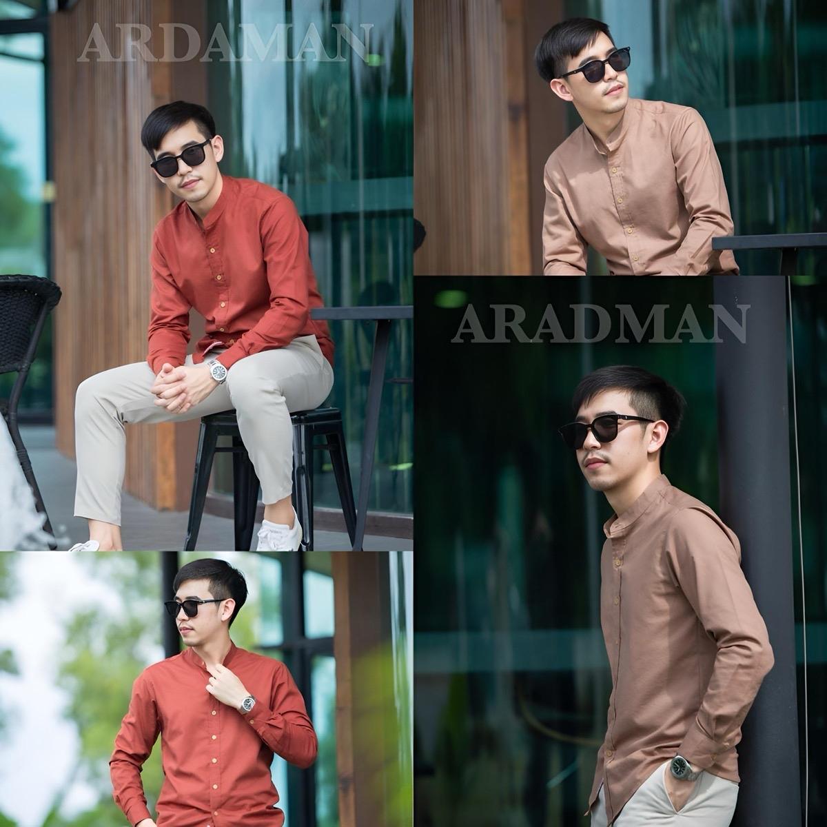 เสื้อแขนยาว คอจีน ผ้าOxford เกรดพรีเมี่ยม ARDAMAN ทรงสลิม(คอจีน)