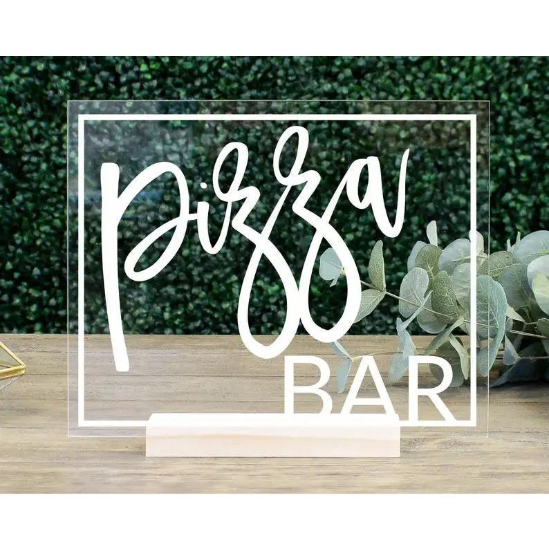 Pizza Bar Table Sign Clear Acrylic Wedding Sign buffet bar sign bridal ...