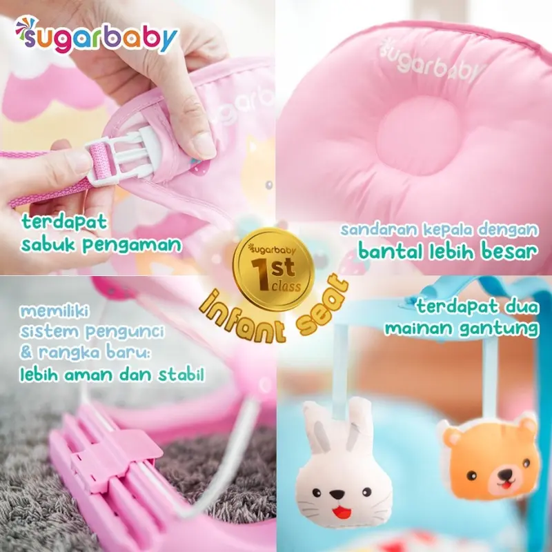 Sugar Baby Fold Up Infant Seat - Kursi Santai Getar dan Musik Bayi 1