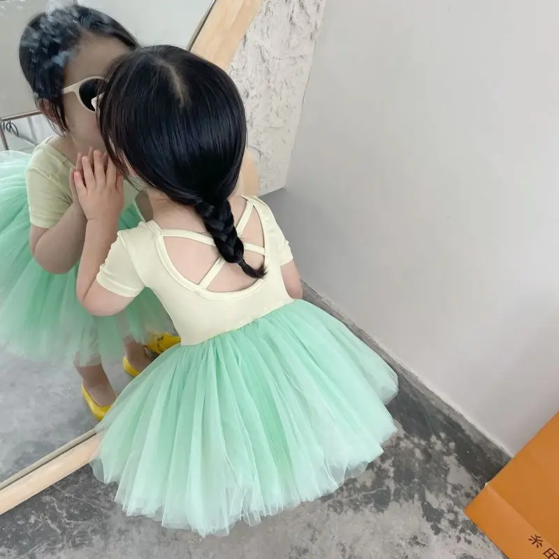 Váy Khiêu Vũ Múa Ba Lê, Siêu Bồng Bềnh, Váy Gạc Gạc Nhiều Lớp, Váy Công Chúa Mùa Hè Cho Trẻ Em, Váy Khiêu Vũ Chéo Lưng, Thời Trang