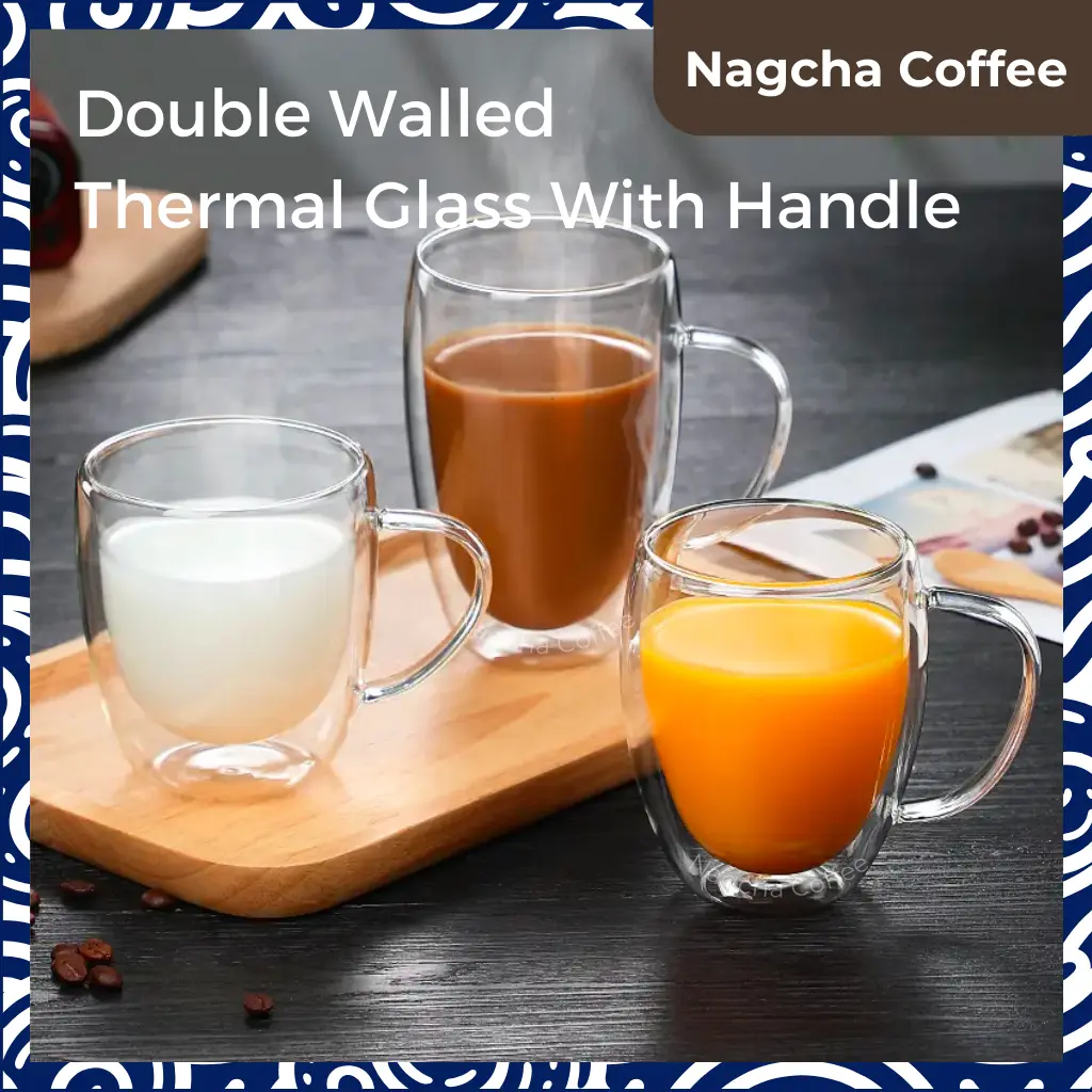 Double Wall With Handle Insulated Drinking Glass Coffee Tea Cup Mug 250ML/350ML/450ML