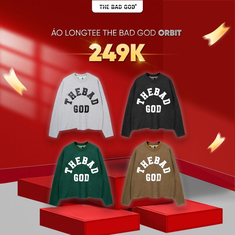 Áo Nỉ Dài Tay LONGTEE THE BAD GOD ORBIT - Menswear Hoodie Nâu