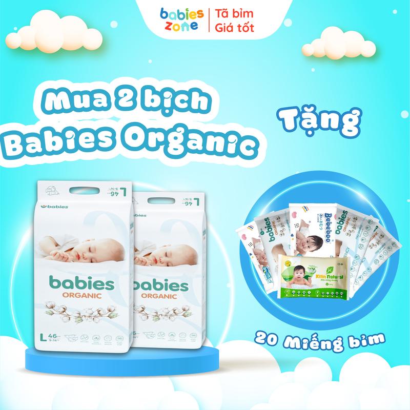   TẶNG 20 MIẾNG BỈM MIX  Combo 2 Bịch Tã Bỉm BABIES ORGANIC - Bỉm đóng đêm *BO-1* Cho Bé 