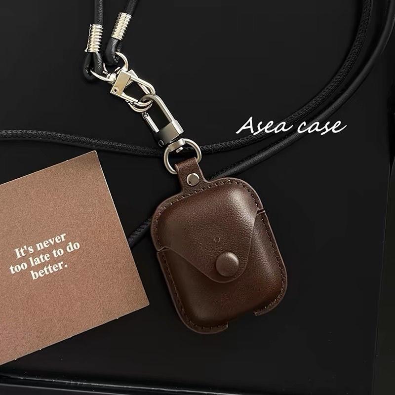 Product Introduction of Vỏ Bảo Vệ Tai Nghe Bằng Da, Phong Cách Cổ Điển Thích Hợp Cho Apple AirPods Pro Thế Hệ Thứ Hai / Thứ Ba, Có Dây Đeo Buộc, Màu Trơn Mới 13