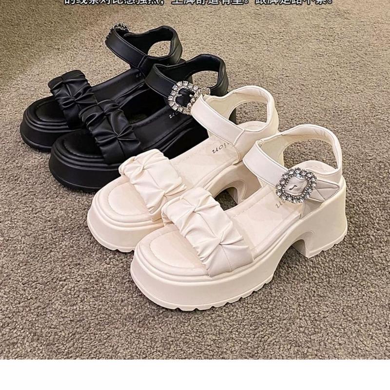 High-heeled Sandals Women's Thick Heel with Skirt 2024 New Wedge Heel Platform Muffin Open-toed Roman Shoes highheels Walking Shoes Footwear Girl Makapal Summer Tactical Leather Thick Men's Lightweight Men's Lightweight indonesia  brand 3