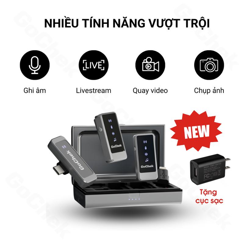 Micro thu âm GoChek Ultra S24 mã mới Sử dụng cả 2 loại chân cắm Type-C và Lightning Mic Livestream Thu âm Quay Video