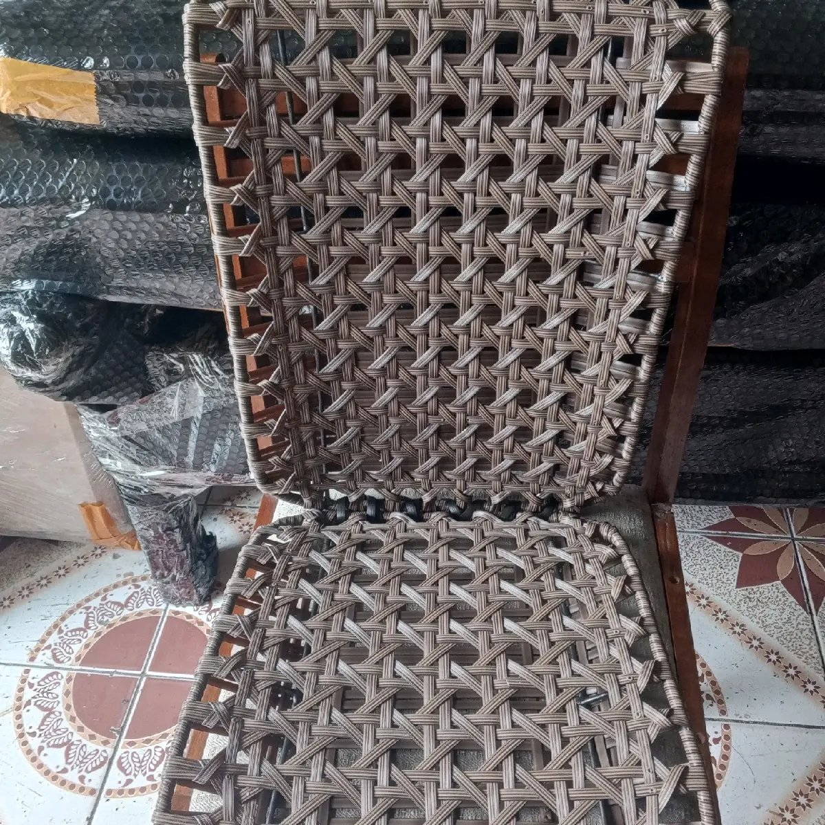 Back rest rattan set plastic