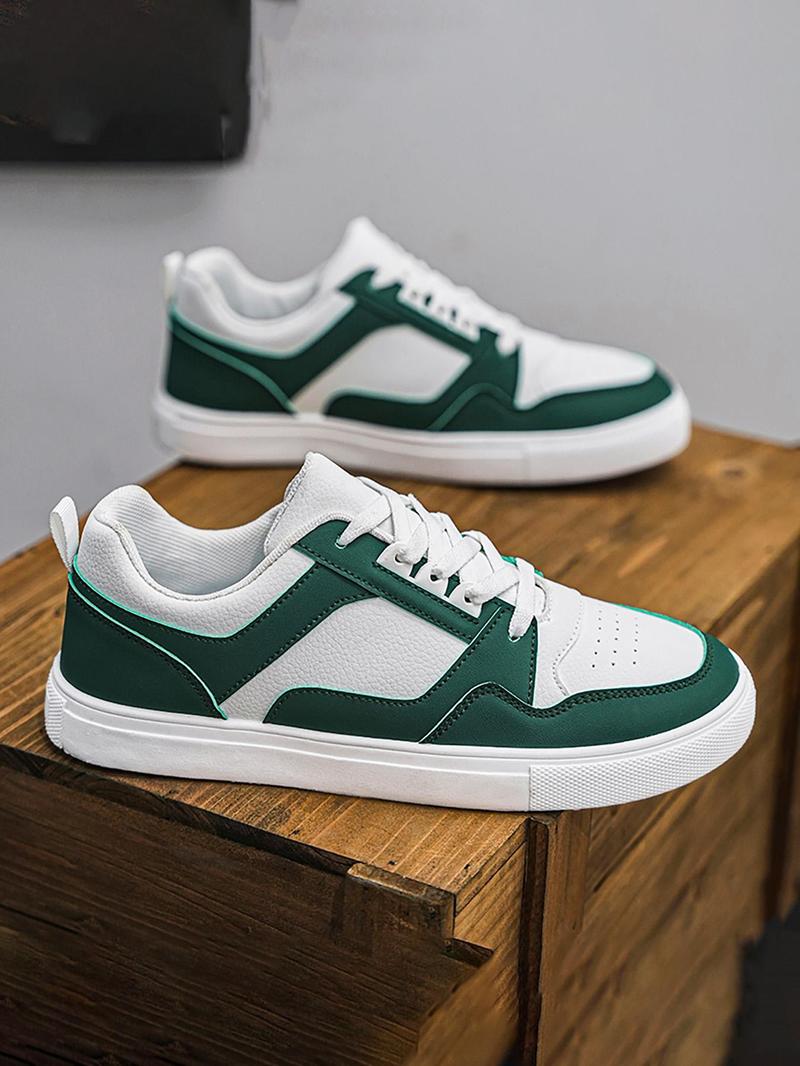 Product Introduction of Men's Fashion Colorblock Lace Up Low Top Sneakers, Casual Comfortable Breathable Sports Running Shoes, Male All-match Round Toe Shoes for Daily Wear 14