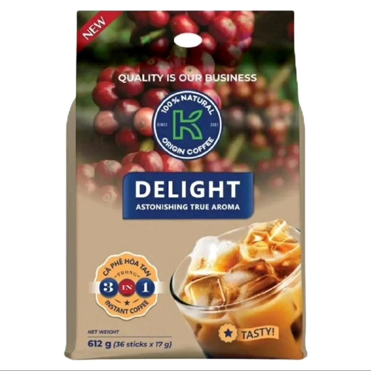 Cà phê hoà tan  DELIGHT 3 IN 1-612g( 36 gói x17g) Coffee