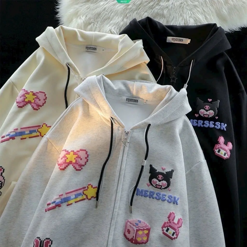 Áo Khoác Hoodie Zip Nỉ Bông From Rộng Hoạ Tiết Hình In (Merse)