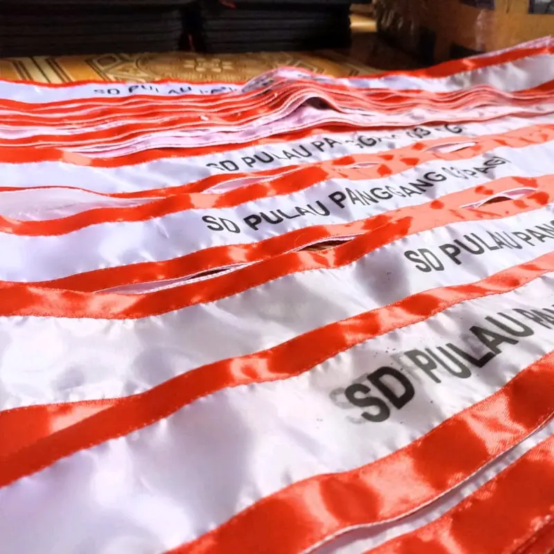 Selempang Selendang Upacara Sekolah Custom Nama Elegan Kain 3