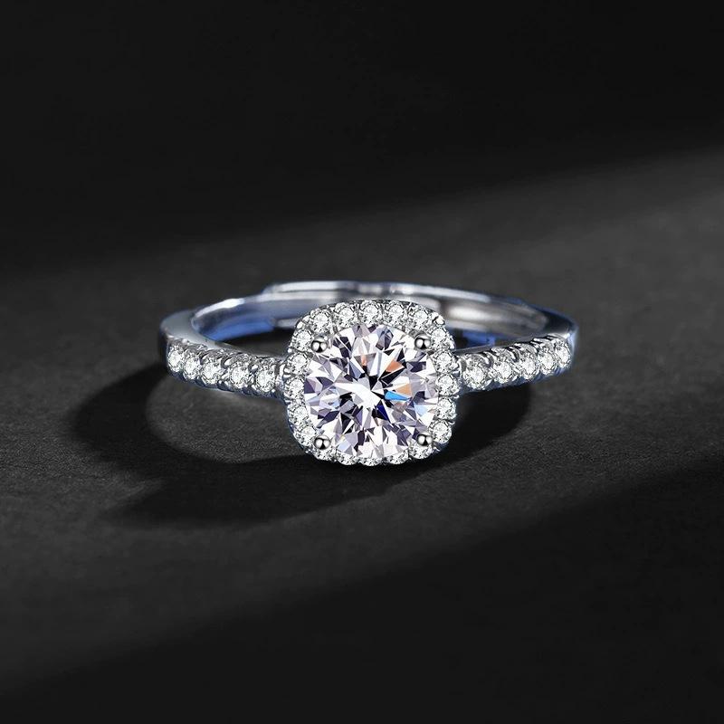Product Introduction of Korean Style High-End Square Zircon Set 1 Carat Diamond Ring Necklace Earrings Three-Piece Set Light Luxury Brightening Versatile Valentine's Day Birthday Gift 1