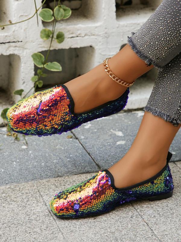 Women's Elegant Contrast Sequin Design Slip on Flats (1 Pair), Casual Soft Comfortable Flat Shoes for Spring & Fall, Fashion Shoes for Party, Daily Clothing Decor, Valentine's Day, Gift 4