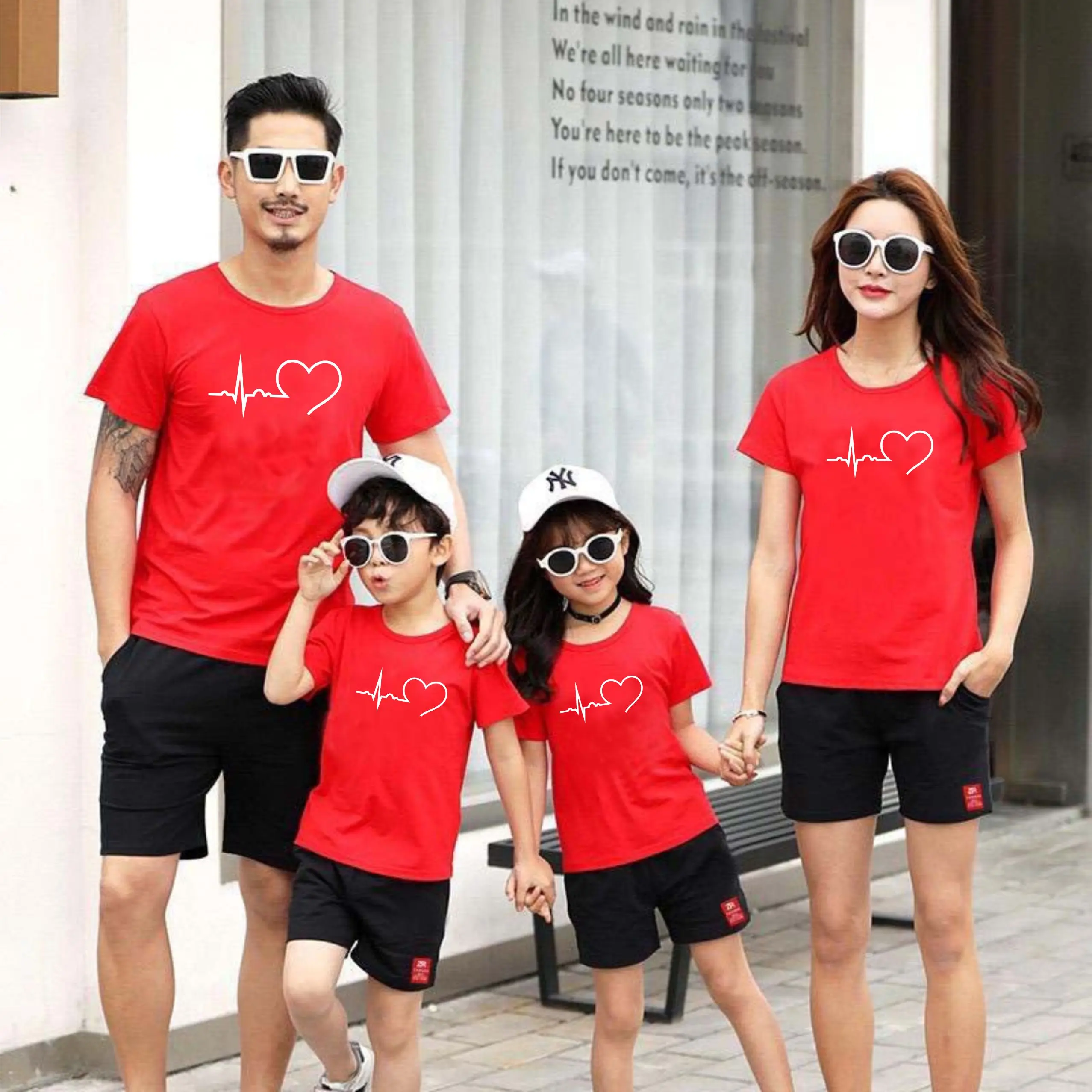 Kaos love detak jantung / harga satuan / kaos family 467 / bahan katun kombed Baju Cowok Couple Atasan Dewasa Combed Panjang Keluarga