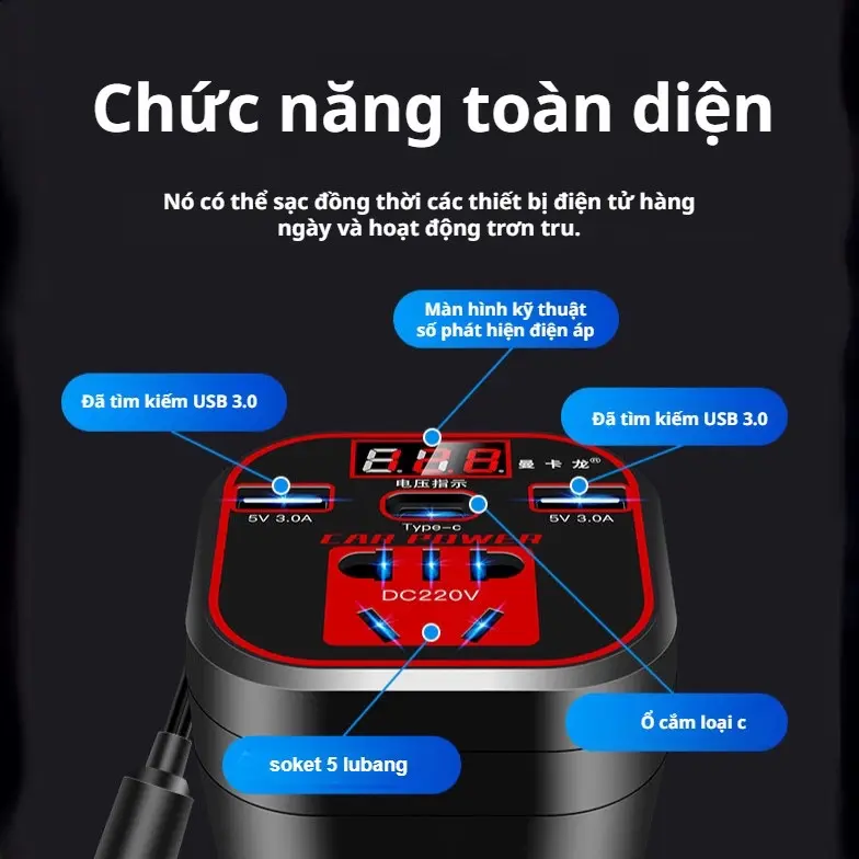 Bộ sạc ô tô công suất cao ổ cắm chuyển đổi công suất cao ô tô ô tô đầu ra xe tải sạc đặc biệt Phụ Kiện Phụ Tùng 2