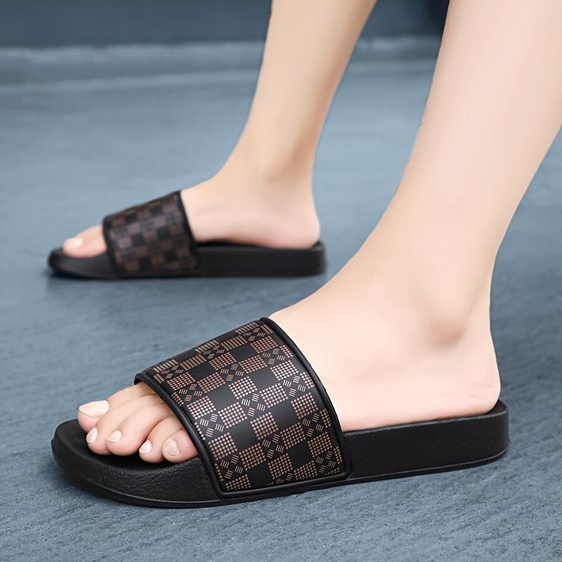 Unisex Quick-Dry Slippers - Anti-Slip, Soft Sole Summer Sandals, Geometric Plaid Design, Breathable Fabric Lining, EVA Sole, Slip-On for Indoor/Outdoor, Beach & Shower Use 4