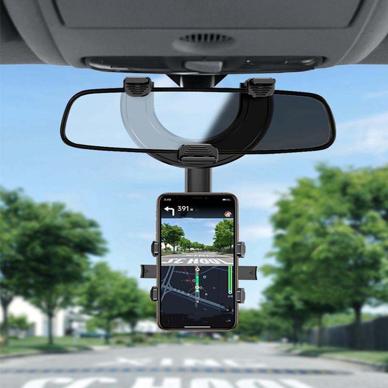 Car Rearview Mirror Phone Holder, 360 Degree Rotatable Car Phone Navigation Bracket, Rearview Mirror Mount, Universal Car Interior Accessories For Most Smartphones 6