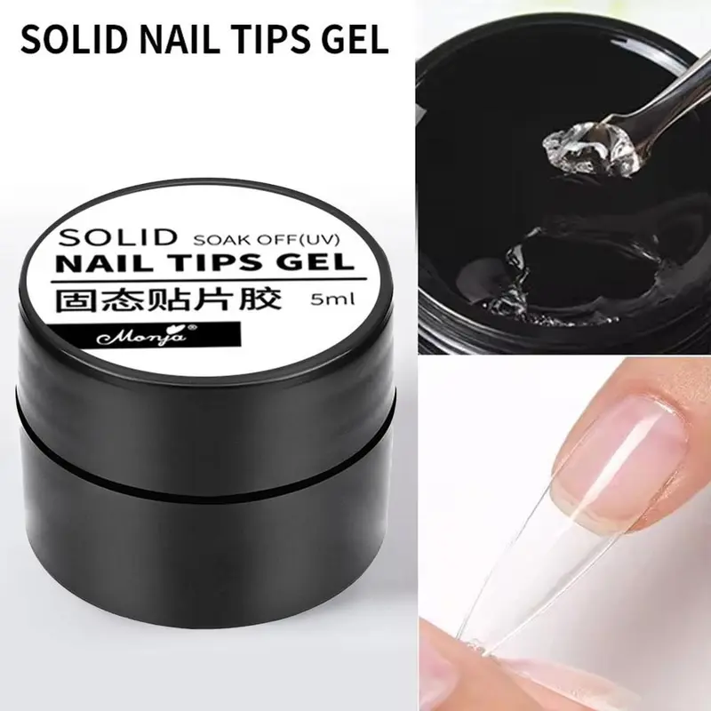 Đầu móng tay Gel, màu Trơn có thể đeo được, có thể lột, chất kết dính, cho móng tay Quang Trị Liệu, miếng dán móng tay 4
