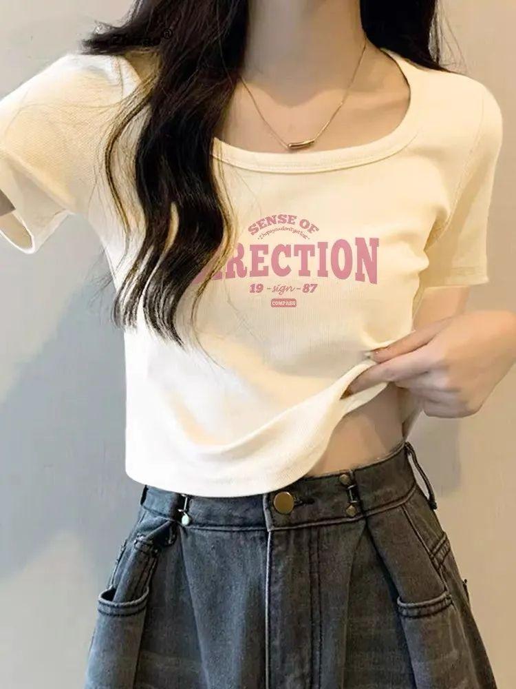 Product Introduction of Áo Phông Ngắn Cổ Vuông, ngắn Tay Áo, Dành Cho Mùa Hè Của Phụ Nữ, Ôm Sát Vai, Cạp Cao Mỏng Vừa Vặn, Áo Cô Gái Nóng Bỏng, Cắt Độc Đáo, Cỡ Nhỏ, 2024 8