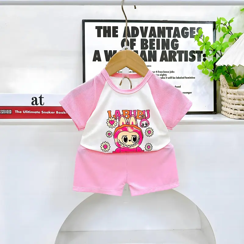 Combo 5 bộ quần áo cộc tay chất tăm lạnh cho bé trai và bé gái ( 4-19kg ) - T8 7