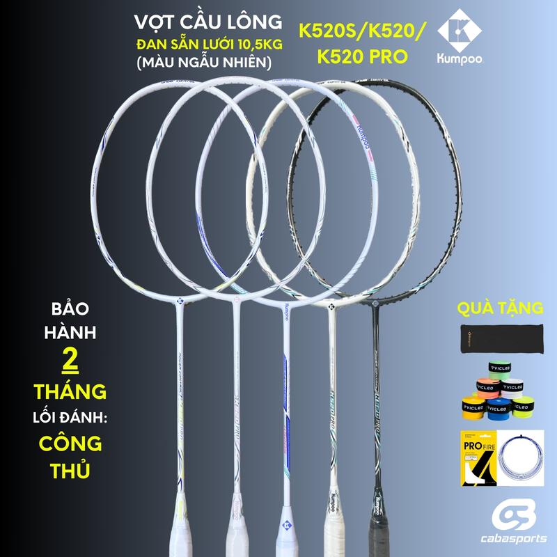 Vợt cầu lông Kumpoo Power Control K520 Pro, K520S  đã đan dây 10.5kg, vợt thiên công mạnh mẽ chất lượng Bảo hành 2 tháng Kèm Quà Tặng Túi vợt và Quấn Cán Vợt (Ngẫu nhiên màu lưới và quấn cán Vợt Sport )