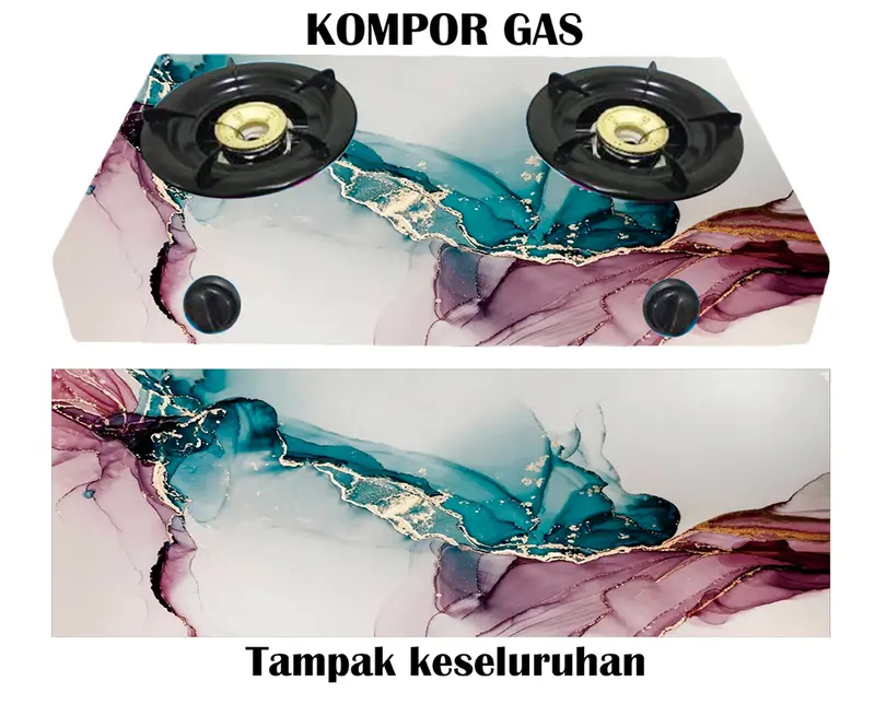 Sticker Kompor 2 Tungku Motif Marmer Elegant 1