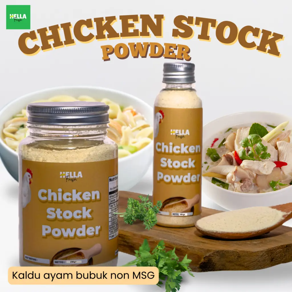 Hella Fresh Kaldu Ayam Bubuk Non MSG 85gr 250gr / Chicken Stock Powder Penyedap Rasa Ayam Mpasi Bayi