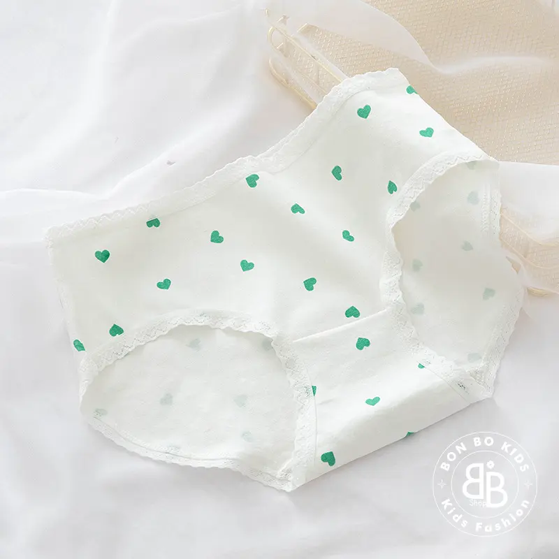 (Bon Bo Kids) Quần Chip Bé Gái Mẫu Chấm Bi Xanh, Quần Lót Bé Gái 32-60kg, Kháng Khuẩn, 100% Cotton an toàn cho bé 3
