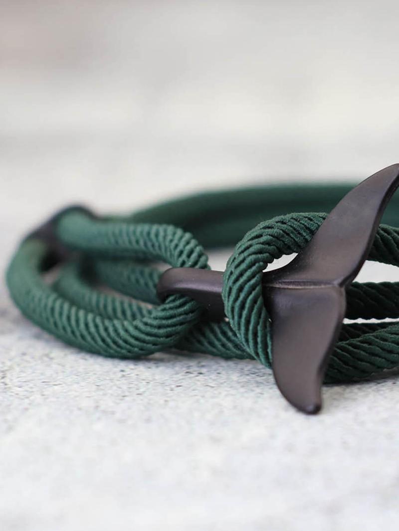 Product Introduction of Unisex Simple Style Plain Color Whale Tail Design Braided Layered Bracelet, Casual Trendy Adjustable Bracelet, Fashionable Accessories for Daily & Party Decoration 9